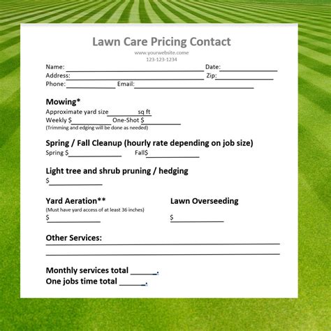 Printable Lawn Care Proposal